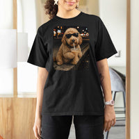 Goldendoodle Drinking Iced Coffee T Shirt For Women Grunge Graphic Funny Dog Lover