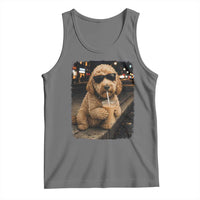 Goldendoodle Drinking Iced Coffee Tank Top Grunge Graphic Funny Dog Lover