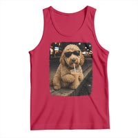 Goldendoodle Drinking Iced Coffee Tank Top Grunge Graphic Funny Dog Lover