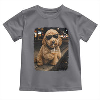 Goldendoodle Drinking Iced Coffee Toddler T Shirt Grunge Graphic Funny Dog Lover