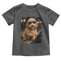 Goldendoodle Drinking Iced Coffee Toddler T Shirt Grunge Graphic Funny Dog Lover