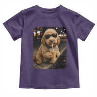 Goldendoodle Drinking Iced Coffee Toddler T Shirt Grunge Graphic Funny Dog Lover