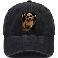 Goldendoodle Drinking Iced Coffee Washed Cotton Baseball Cap Grunge Graphic Funny Dog Lover