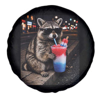 4th Of July Raccoon Drinking Slushie Spare Tire Cover Patriotic 250 Anniversary USA Trash Panda Funny Meme