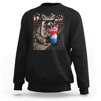 4th Of July Raccoon Drinking Slushie Sweatshirt Patriotic 250 Anniversary USA Trash Panda Funny Meme