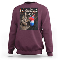 4th Of July Raccoon Drinking Slushie Sweatshirt Patriotic 250 Anniversary USA Trash Panda Funny Meme