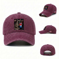 4th Of July Raccoon Drinking Slushie Washed Cotton Baseball Cap Patriotic 250 Anniversary USA Trash Panda Funny Meme