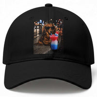 4th Of July Dachshund Drinking Slushie Baseball Cap Patriotic 250 Anniversary USA Dog Lovers Funny Meme