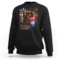 4th Of July Dachshund Drinking Slushie Sweatshirt Patriotic 250 Anniversary USA Dog Lovers Funny Meme