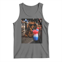 4th Of July Dachshund Drinking Slushie Tank Top Patriotic 250 Anniversary USA Dog Lovers Funny Meme
