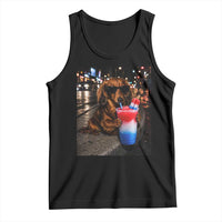 4th Of July Dachshund Drinking Slushie Tank Top Patriotic 250 Anniversary USA Dog Lovers Funny Meme