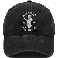 Funny Golfer Washed Cotton Baseball Cap Daily Dose of Iron Golf