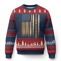 Vintage Tennessee Ugly Christmas Sweater Retro Classic TN Orange Print Retro American Flag