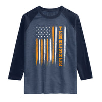 Vintage Tennessee Raglan Shirt Retro Classic TN Orange Print Retro American Flag