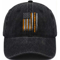 Vintage Tennessee Washed Cotton Baseball Cap Retro Classic TN Orange Print Retro American Flag