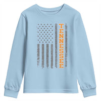 Vintage Tennessee Youth Sweatshirt Retro Orange TN American Flag Patriotic US State
