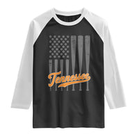 Vintage Tennessee Raglan Shirt Retro Classic TN Orange Print Retro Baseball American US Flag