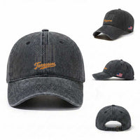 Vintage Tennessee Washed Cotton Baseball Cap Retro Classic TN Orange Print Retro Baseball American US Flag