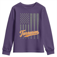 Vintage Tennessee Youth Sweatshirt Retro Classic TN Orange Print Retro Baseball American US Flag