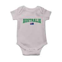 Green Yellow Australia Baby Onesie Down Under Team Australia Flag Varsity Lettering Soccer Fans Football Tournament