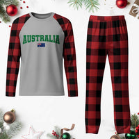 Green Yellow Australia Plaid Pajama Set Down Under Team Australia Flag Varsity Lettering Soccer Fans Football Tournament