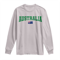 Green Yellow Australia Long Sleeve Shirt Down Under Team Australia Flag Varsity Lettering Soccer Fans Football Tournament
