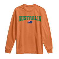 Green Yellow Australia Long Sleeve Shirt Down Under Team Australia Flag Varsity Lettering Soccer Fans Football Tournament