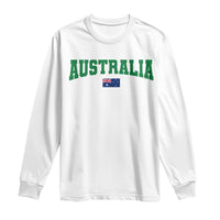 Green Yellow Australia Long Sleeve Shirt Down Under Team Australia Flag Varsity Lettering Soccer Fans Football Tournament