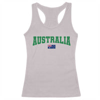Green Yellow Australia Racerback Tank Top Down Under Team Australia Flag Varsity Lettering Soccer Fans Football Tournament