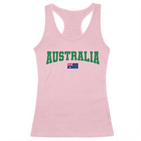Green Yellow Australia Racerback Tank Top Down Under Team Australia Flag Varsity Lettering Soccer Fans Football Tournament