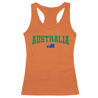 Green Yellow Australia Racerback Tank Top Down Under Team Australia Flag Varsity Lettering Soccer Fans Football Tournament
