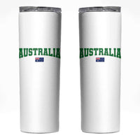 Green Yellow Australia Skinny Tumbler Down Under Team Australia Flag Varsity Lettering Soccer Fans Football Tournament
