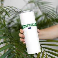 Green Yellow Australia Skinny Tumbler Down Under Team Australia Flag Varsity Lettering Soccer Fans Football Tournament