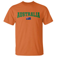 Green Yellow Australia T Shirt Down Under Team Australia Flag Varsity Lettering Soccer Fans Football Tournament