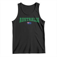 Green Yellow Australia Tank Top Down Under Team Australia Flag Varsity Lettering Soccer Fans Football Tournament