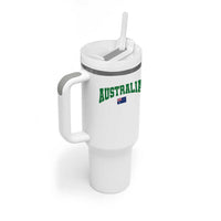 Green Yellow Australia Tumbler With Handle Down Under Team Australia Flag Varsity Lettering Soccer Fans Football Tournament