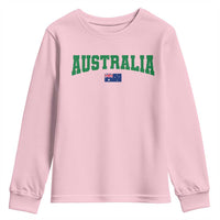 Green Yellow Australia Youth Sweatshirt Down Under Team Australia Flag Varsity Lettering Soccer Fans Football Tournament