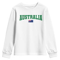 Green Yellow Australia Youth Sweatshirt Down Under Team Australia Flag Varsity Lettering Soccer Fans Football Tournament