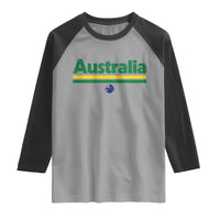 Australia Fan Raglan Shirt Retro Vintage Flag Green Yellow Country Pride Distressed Graphic