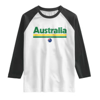 Australia Fan Raglan Shirt Retro Vintage Flag Green Yellow Country Pride Distressed Graphic
