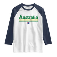 Australia Fan Raglan Shirt Retro Vintage Flag Green Yellow Country Pride Distressed Graphic