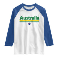 Australia Fan Raglan Shirt Retro Vintage Flag Green Yellow Country Pride Distressed Graphic