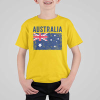 Vintage Australia Flag T Shirt For Kid Distressed Patriotic Country Pride Graphic