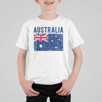 Vintage Australia Flag T Shirt For Kid Distressed Patriotic Country Pride Graphic