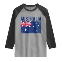Vintage Australia Flag Raglan Shirt Distressed Patriotic Country Pride Graphic