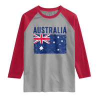 Vintage Australia Flag Raglan Shirt Distressed Patriotic Country Pride Graphic