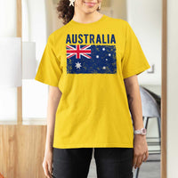 Vintage Australia Flag T Shirt For Women Distressed Patriotic Country Pride Graphic