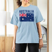 Vintage Australia Flag T Shirt For Women Distressed Patriotic Country Pride Graphic