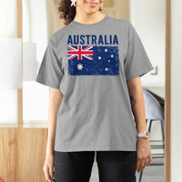 Vintage Australia Flag T Shirt For Women Distressed Patriotic Country Pride Graphic