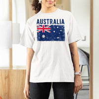 Vintage Australia Flag T Shirt For Women Distressed Patriotic Country Pride Graphic